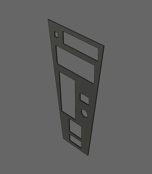 Rendered image of a custom center console plate for a Chevrolet Corvette.