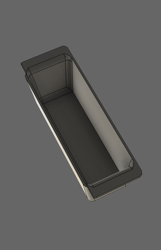 Rendered image of a custom pocket for the center console plate.
